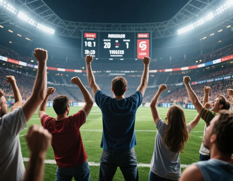 球迷庆祝比赛结果示意图